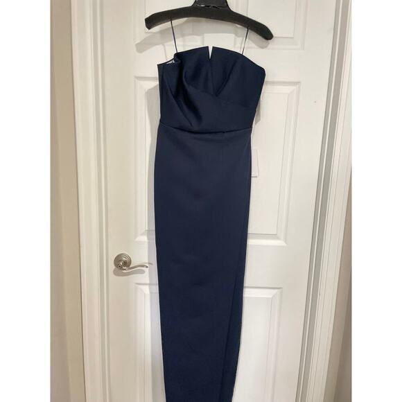 Jay Godfrey Darcy Bustier V-neck Column Gown Satin Navy Sz 6 NWT - Picture 4 of 6